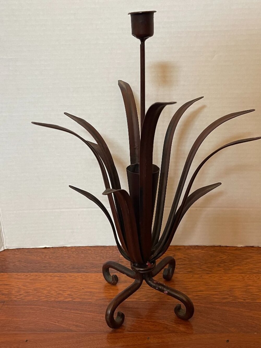 Brown Blades of Wheat Grass Candle Holder Iron Approx.14" Tall